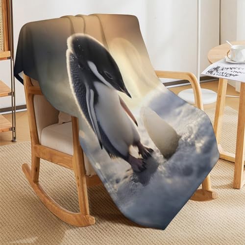 Manta de franela de pingüino cálida, el regalo original para cama 5