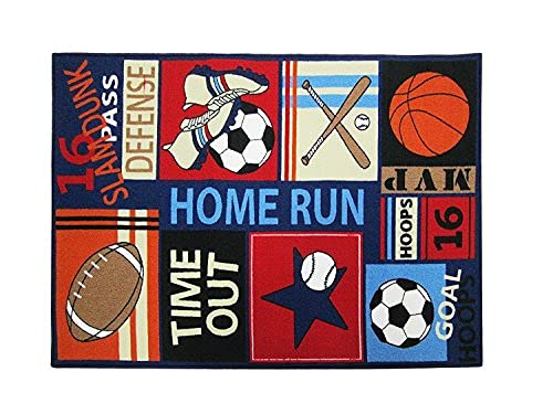 Fun Sport Kids Rugs Nylon Carpet Soccer Baseball Football Basketball With Multi-Color For Boy Girl Playroom 31.5'' X 47'' #TOP6
