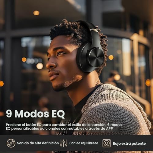 Auriculares Inalámbricos DOQAUS de 90 Hrs de Reproducción Estéreo y Triple Ecualizador EQ Gris 2