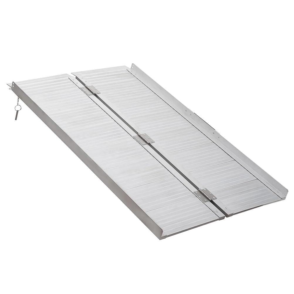 Przenośna rampa dla wózków inwalidzkich Antypoślizgowe aluminiowe składane rampy progowe Do schodów dla niepełnosprawnych, Udźwig do 600 funtów (ok. 272 ​​kg),3Ft