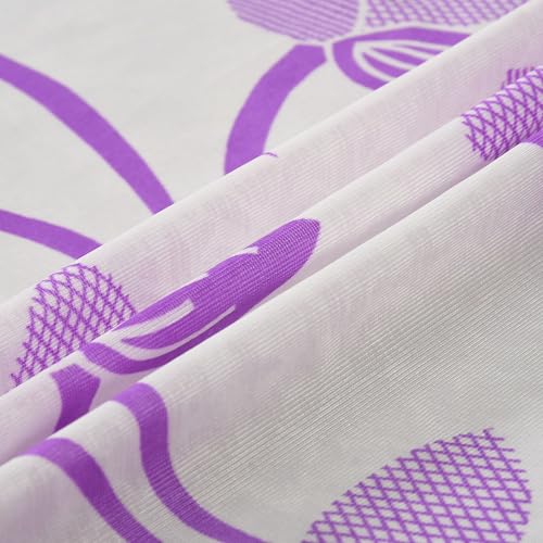 Image of Floral Printed Home Decor Curtains for Living Room, Bedroom Doors and Windows Panel, Parda, Eyelets Hanging, Purple, 4 x 5 Feet, Pack of 2