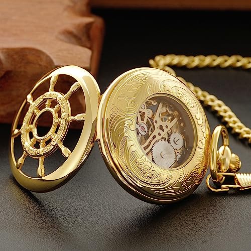 Reloj de bolsillo mecánico de números romanos que no necesita baterías 6