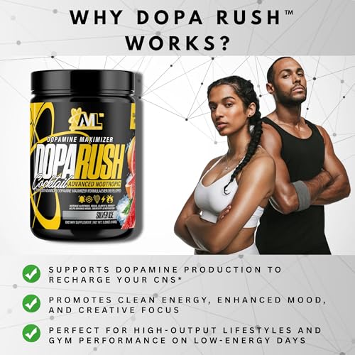 Image of Advanced Molecular Labs - Dopa Rush Powder, Dopamine Maximizer, Increase Alertness, Focus, Energy & Clarity, Silver Ice, 5.29 oz (30 Servings)
