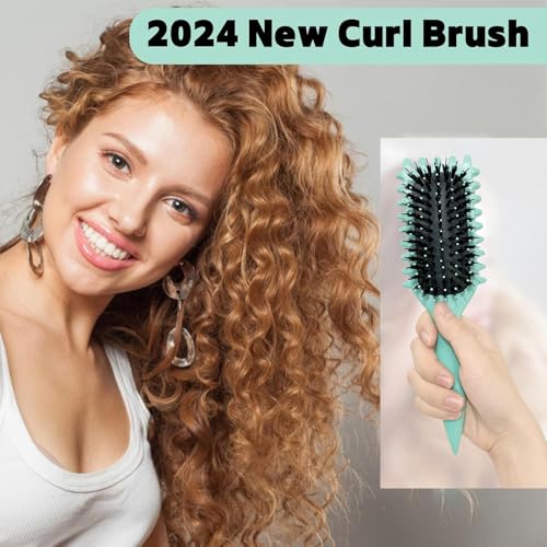 Lockenbürste, curly hair brush, curling roll comb locken bürste 2025 NEU define styling brüsh, curl defining brüsh, Haarbürste zum Entwirren für Frauen (B) (Blau)