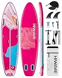 Hiwave Aufblasbares Stand-Up-Paddle-Board, 27,9 x 86,4 x 15,2 cm, 204 kg Tragkraft, für Erwachsene und Jugendliche, Haustierfreundlich für Ozean und See, mit Doppelhub-Handpumpe, Rosa
