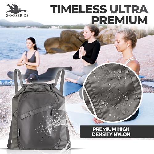 Image of Sports Drawstring Backpack, Waterproof Gym Cinch Bag - Gray