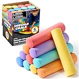JOYIN 12 PCS Washable Sidewalk Chalks Set Non-Toxic Jumbo Chalk for Schools, Outdoor Art Play, Paint on Chalkboard, Blackboard and Playground (6 Colors)