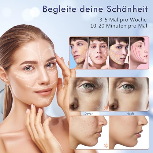 Rotlichtlampe Gesicht, LED Rotlicht Maske 7-Farben-Lichtmaske mit 270 Perlen, Wiederaufladbare LED Mask Gesicht für Gesichtsschönheit, Anti-Aging, Verjüngung, Straffung (Schwarz)