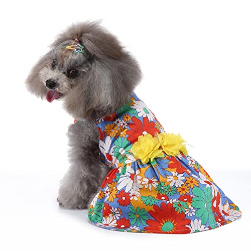 Vestido de Camisola para Cães Pequenos Floral Confortável Floral Fácil de Usar Gatos Amigos da Pele