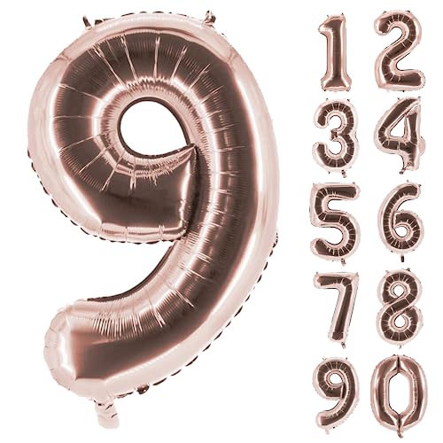 Ballon chiffre XXL rose doré de 100cm pour fête d'anniversaire et décoration de jubilé