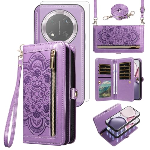 Étui portefeuille Honor Magic 7 Lite 5G zippé pour tout ranger sans perdre vos cartes