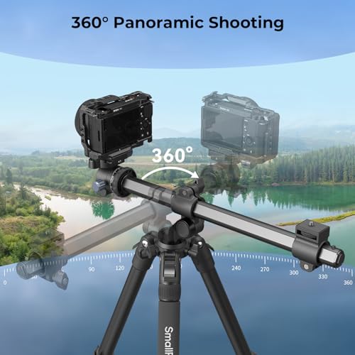 Image of SmallRig CT25 64.5 inch /164cm Horizontal Overhead Tripod for iPhone & Camera, with Phone Holder & Carrying Bag, 22lb Max Load Aluminum Lightweight Camera Tripod for Overhead Shots /Live Streaming
