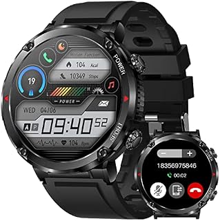 Military Smart Watch for Men Answer Make Calls, IP68 Waterproof Watch with 22 Sports Modes Long Battary Heart Rate Sleep Monitor SpO2, 1.6'' Tactical Smartwatch for Android and iPhone