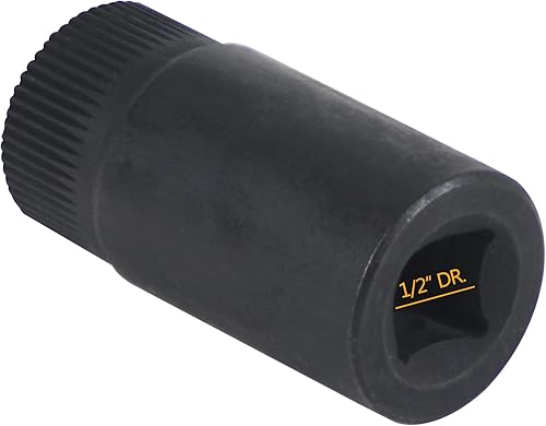 Miniatura 5 de TradeINArt Spline Socket 58 Dientes Negro 12 in Drive Sleeve Reemplazo Herramienta Pre-Cámara Spline Socket Para Mercedes Benz Diesel