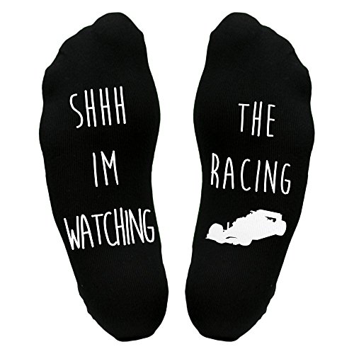 Watching The Racing Sole Socks One Size Black Funny Joke Gift Idea Car Racing Dad Father's Day