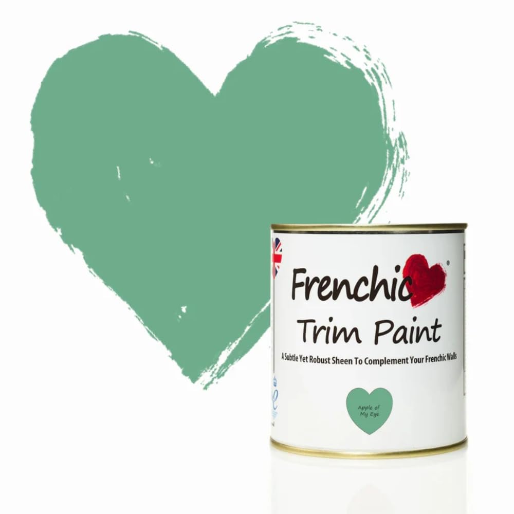 Frenchic Cheerful, Fresh Green With A Slight Blue Tone Apple Of My Eye Trim Paint With A Satin Sheen Finish - 500Ml