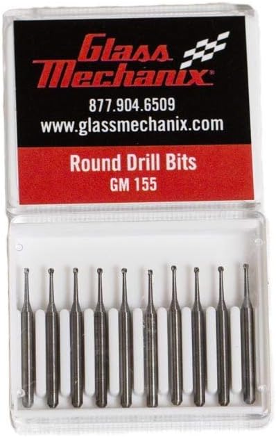 10pc Round Carbide Drill BITS, Auto Glass Windshield Rock Chip Resin Repair Kit, Extra Long Life, Made in USA
