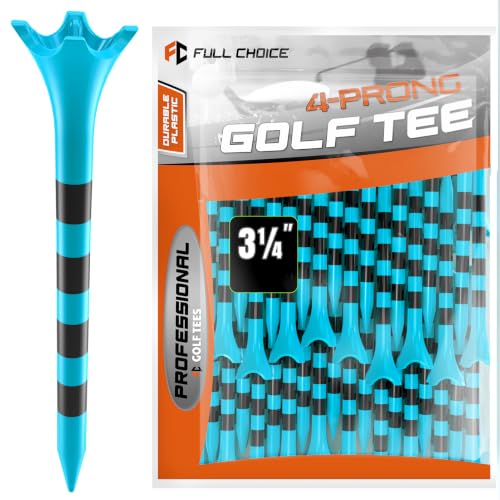Full Choice 100 Pack（3-1/4"） Plastic Golf Tees, Designed to Reduce Friction and Side Spin, Blue