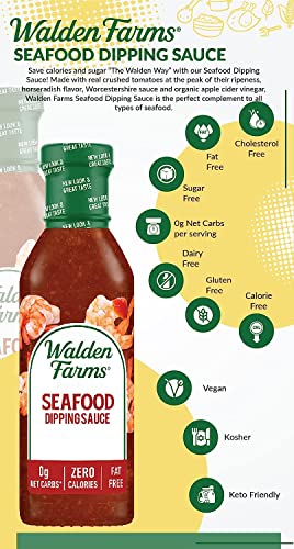 Walden Farms Seafood Cocktail Dipping Sauce, 12 Oz Bottle, Sweet Flavor With Natural Tomatoes, Onions, And Garlic, 0G Net Calories, Gluten And Fat Free, No Added Sugars #TOP7