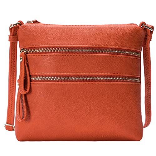 Image of Solene Small Multi Zipper Pocket Crossbody Bag with Adjustable Strap, Lightweight Travel Purse, Daily Small Messenger Pouch