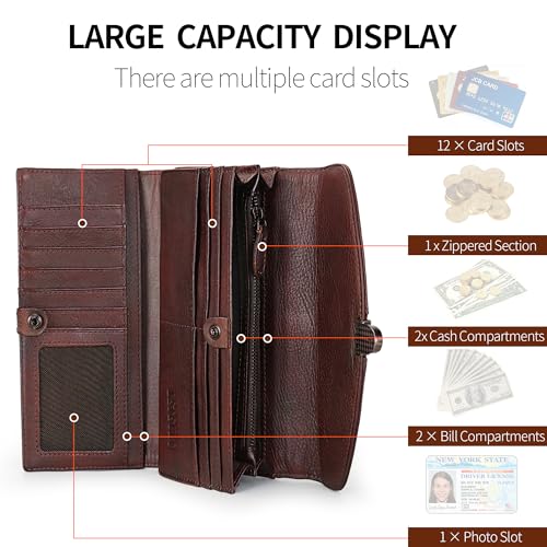 ORIREAL Women's Wallet Genuine Leather Wallet for Ladies Large Capacity Hand-Crafted Wallet Card Holder Purse3