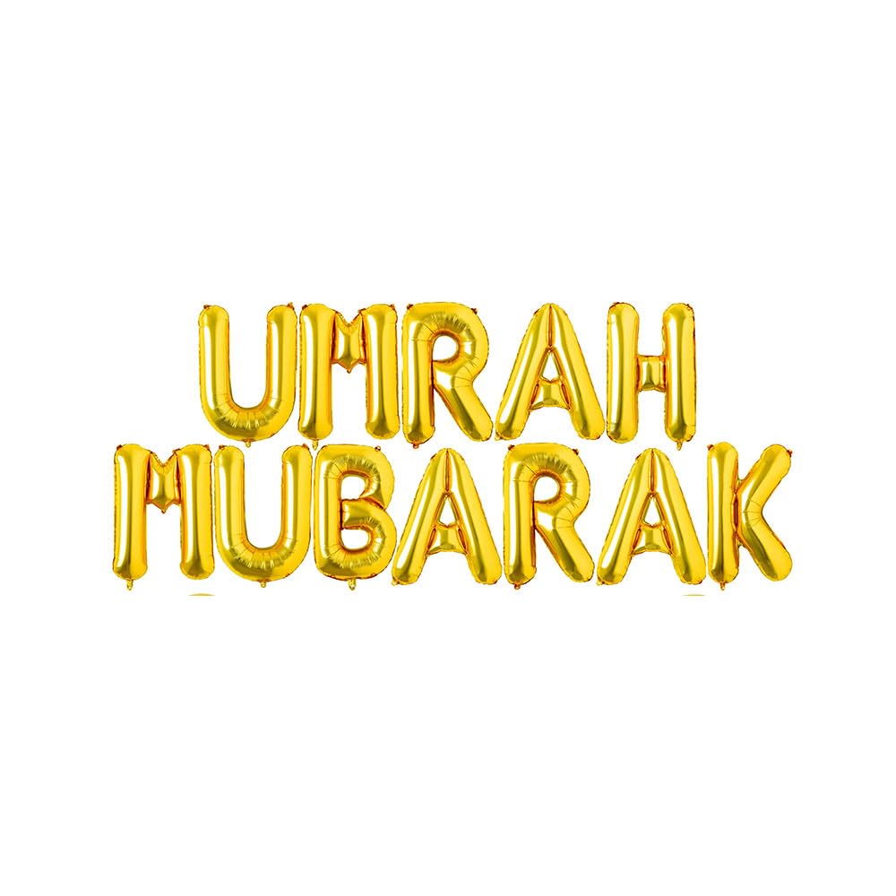 Umrah Mubarak Party Decoration Foil Balloons Cake Cupcake Toppers - Gold - Image 2