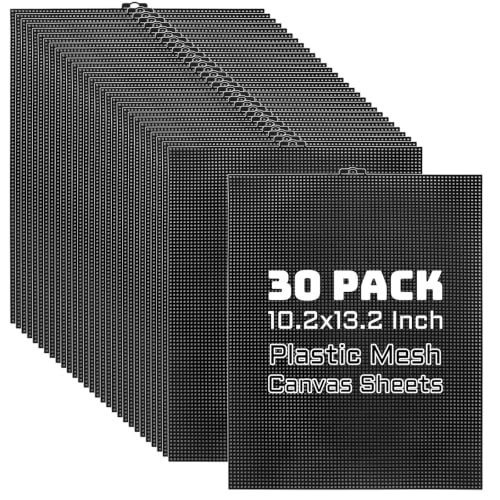 Image of LANIAKEA 30PCS Plastic Mesh Canvas Sheets, 10.23x13 Inch Plastic Mesh Sheets for Crafts, Black Plastic Canvas and Embroidery Tools for Embroidery Crafting Knit