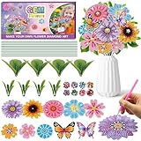 Crafts for Girls 8-12 - Make Your Own GEM Art Flower Bouquet - Arts and Crafts for Kids Ages 8-12 - Diamond Art Kits for Kids - 5D Dimond Art Paintings - DIY Art & Craft Gifts for 4 5 6 7 10 Year Old