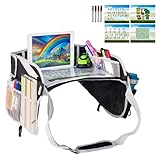 KARLCHUCK Kids Travel Tray Car Seat - Lap Desk for Toddler Road Trips Airplane Activity Table with Pockets Tablet Holder Essential Accessories
