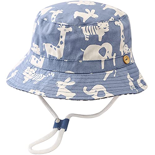 Malaxlx Unisex Kleinkind Sonnenhut Tiere Hellblau Fischerhut Kinder Sommerhut für 2-4 Jahre Mädchen Jungen
