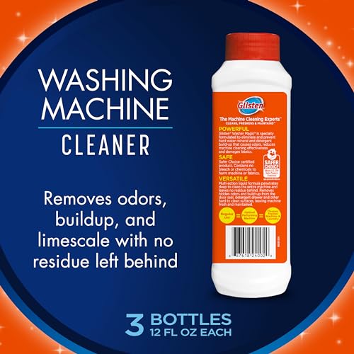 Glisten Washing Machine Cleaner, Helps Remove Odor, Buildup, and Limescale, Fresh Scent, 12 Ounce Bottle, 3-Pack - Thumbnail 2