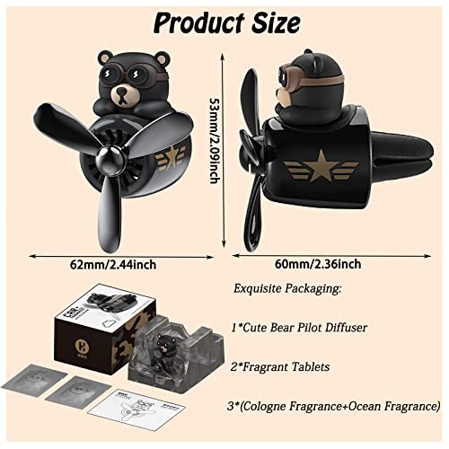 Car Air Fresheners Cartoon Black Bear Pilot Automotive Air Outlet Fan Creative Car Solid Perfume Decoration (Black Bear.) #TOP2