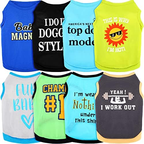 8 Pieces Pet Shirts Printed Puppy Shirts Soft Dog Shirt Pullover Dog T Shirts Cute Dog Sweatshirts Valentine's Day Puppy Girl Clothes Dog Outfits Small Dog for Pet Dogs Cats (Medium, Vibrant Pattern)