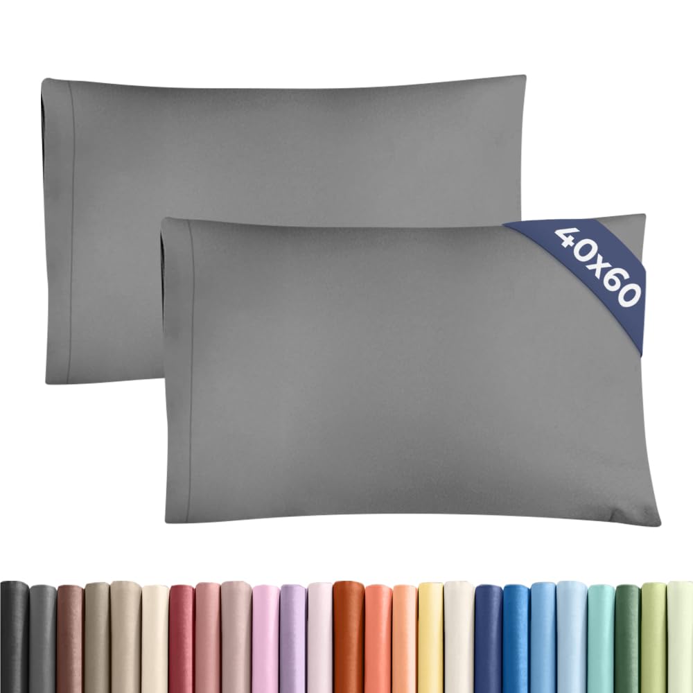 Kissenbezüge 40x60 cm Dunkelgrau im 2er-Pack - Weiche Kopfkissenbezüge aus Mikrofaser - Atmungsaktive, pflegeleichte und knitterfreie Kissenhüllen - Maschinenwaschbar mit Hotelverschluss - Oeko-TEX