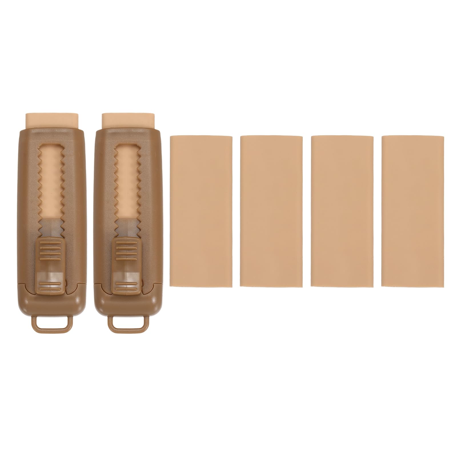PATIKIL 2+4Pack Erasers, Sliding Retractable Eraser Push Pull Cute Pencil Erasers Soft Large Easy to Clean with Plastic Sleeve for Sketching Drawing Artists Teacher Pencils, Dark Brown TPR