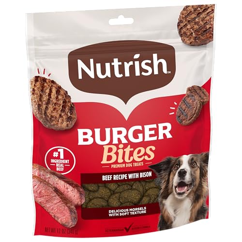 Nutrish Burger Bites Beef Recipe with Bison Premium Dog Treats, 12 oz. Pouch (Rachael Ray)