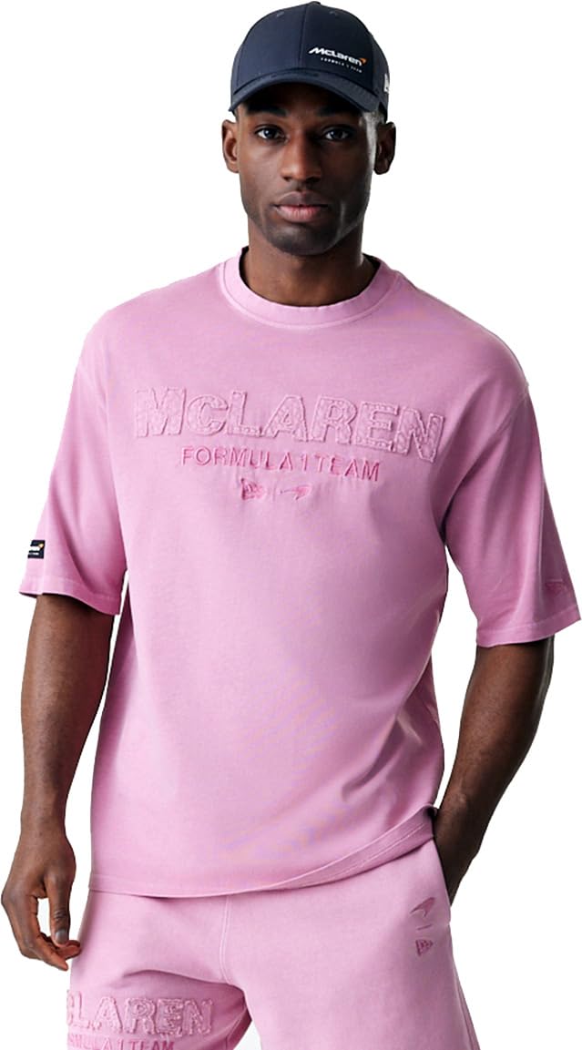 New Era McLaren F1 Team, Official 2025 Merchandise, Washed Oversized T-Shirt, Pink (UK, Alpha, L, Regular, Regular, Pink)