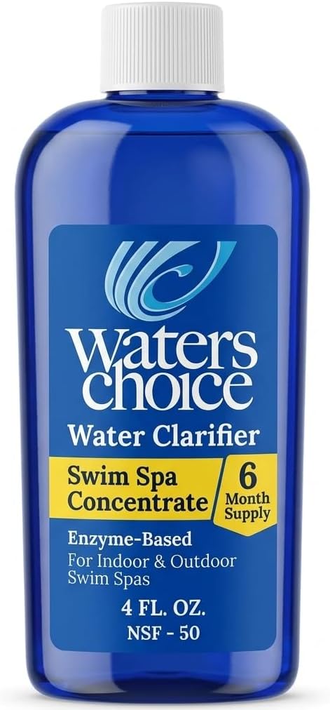 Waters Choice Water Clarifier Swim Spa Concentrate - The First and Only All Season Enzyme Application Designed Specifically for Indoor and Outdoor Swim Spas. 6 Month Supply. Minimal Sanitizer.