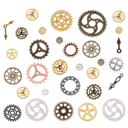 iufvbgxdh Jewelry Cogs 100 Grams Assorted Antique Steampunk Gears Charms Cogs, for Jewelry Making Accessory & Crafting, Mixed Colors steampunk buy now online