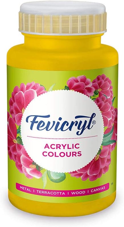 - Fevicryl Acrylic Colour Chrome Yellow 500ml | Art & Craft, DIY, Rich Pigment, Non-Craking Paint for Canvas, Wood, Leather, Earthenware, Metal | Ideal for school projects, Hobbyists, Artists