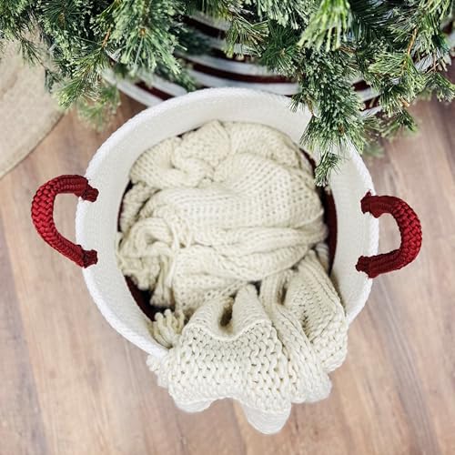 Cesta de suelo bicolor Silent Night roja y blanca de 40cm 5