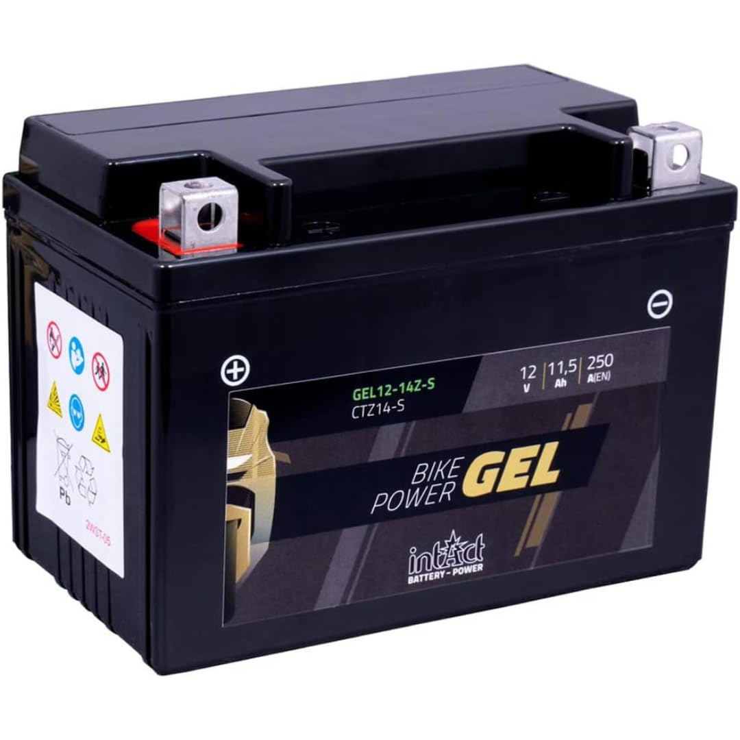 intAct - Bike-Power GEL12-14ZS, CTZ14-S, Batería de moto 12V 11,5 Ah 250 A (EN), Batería de moto de gel sin mantenimiento con un 30% más de potencia de arranque, para scooters, motos, quads