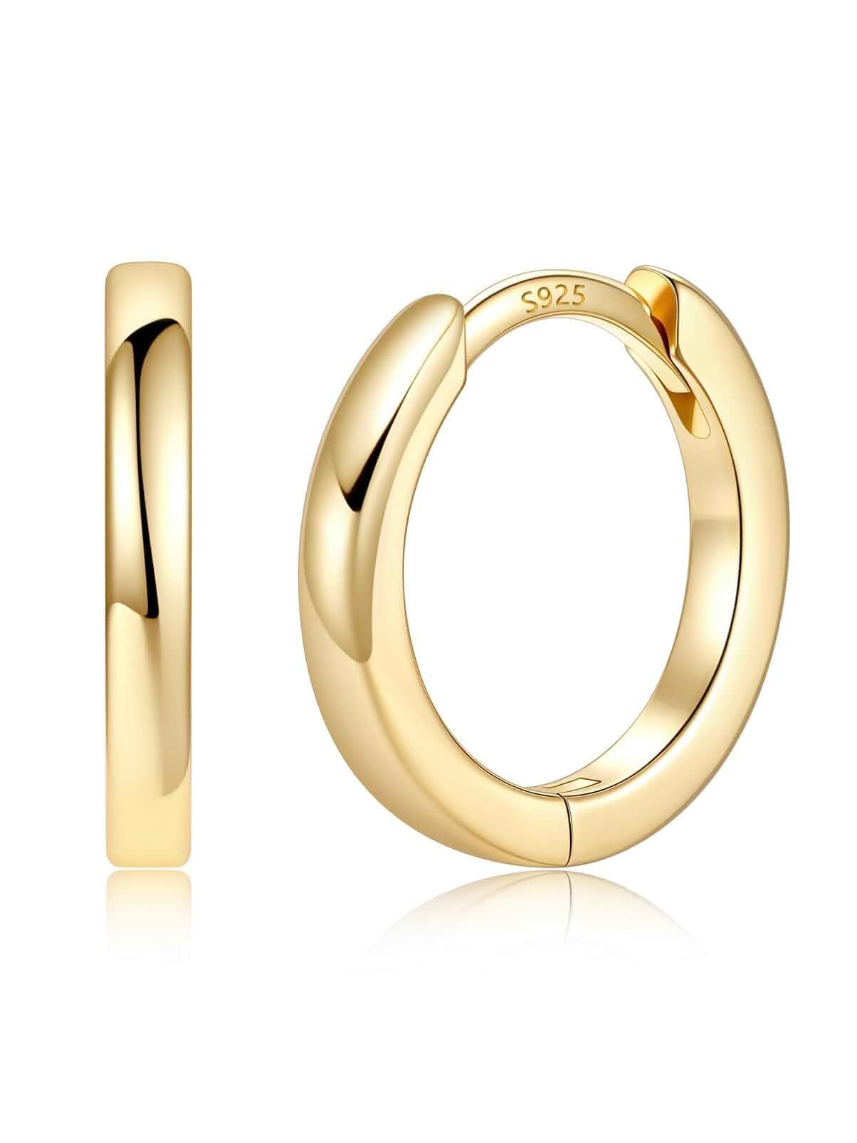 Silvora 14K Gold Plated Huggie Hoop Earrings for Women, Small Hoop Earrings Gold huggie hoop earrings with 925 sterling silver posts; hypoallergenic for sensitive ears, available in 8–20MM sizes.