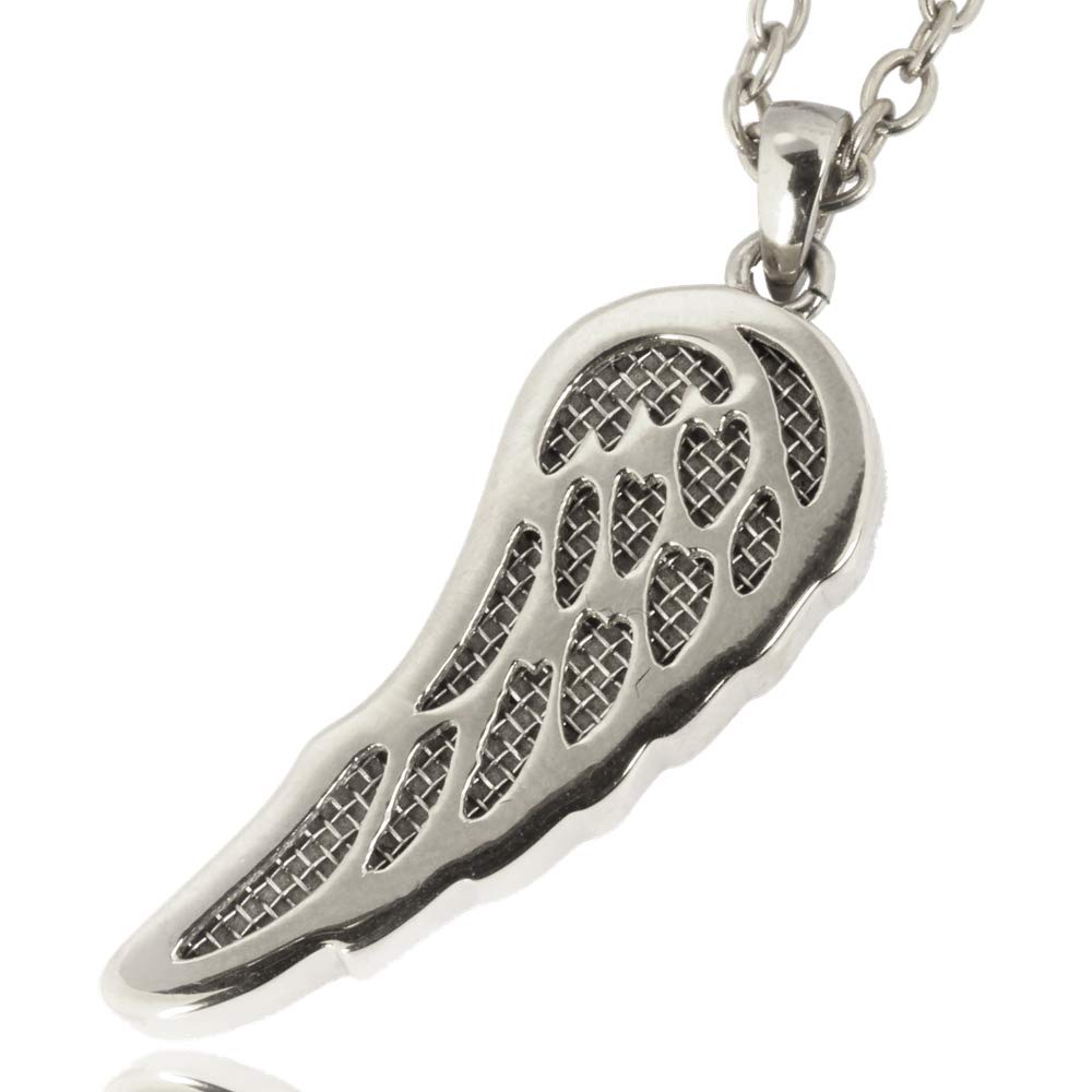 Angel Wing Perfume Necklace by Austaras - Aromatherapy Essential Oil Diffuser Pendant, Stainless Steel