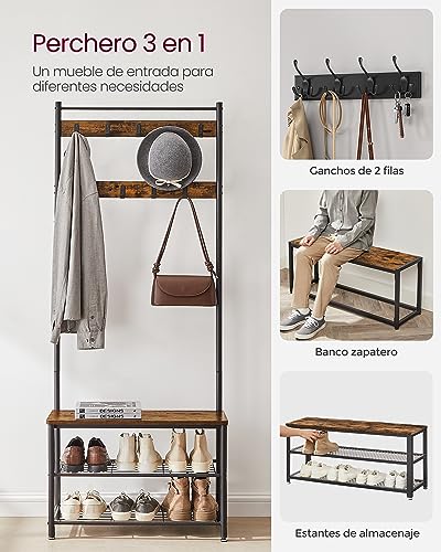 Catálogo para Comprar On-line Bancos con perchero más recomendados. 12 Bancos con perchero marca VASAGLE (3)