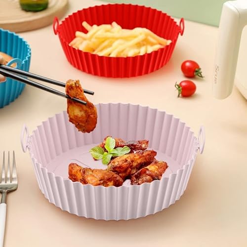 ZYNEX - kit 2 Cestas de Silicone para Air Fryer, Antiaderente 17,5cm - Forro Cesto Reutilizável de F
