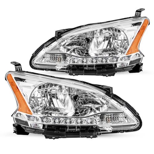 JSBOYAT Headlight Assembly Fit for 2013 2014 2015 Nissan Sentra Halogen Headlamp Driver and Passenger Side