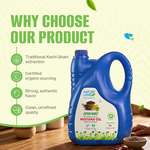 Image of Natureland Organics Kachhi Ghani Pure Mustard Oil 5 Ltr - Cold Pressed