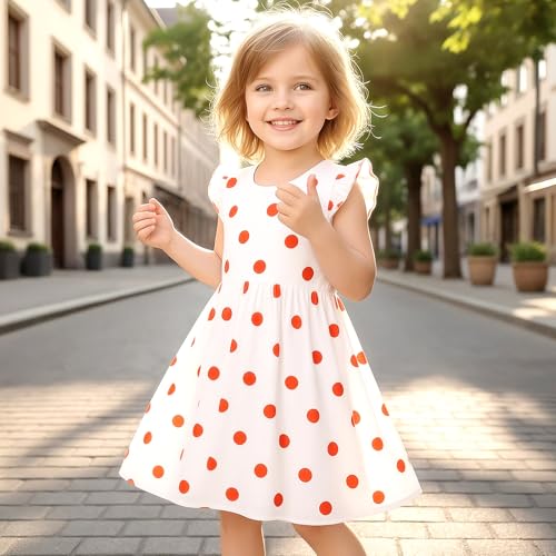 Image of Toddler Little Girls Casual Dresses Short Sleeve Crew Neck Graphic Cartoon Dress for 2-8 Years