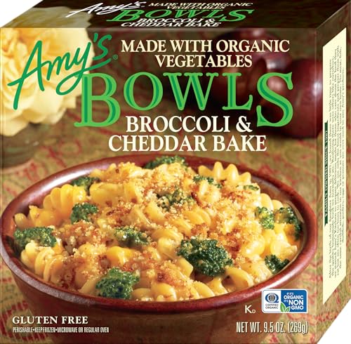 Amy's Frozen Meals, Broccoli & Cheddar Bake Bowl, Made With Organic Vegetables, Microwave Meals, 9.5 Oz